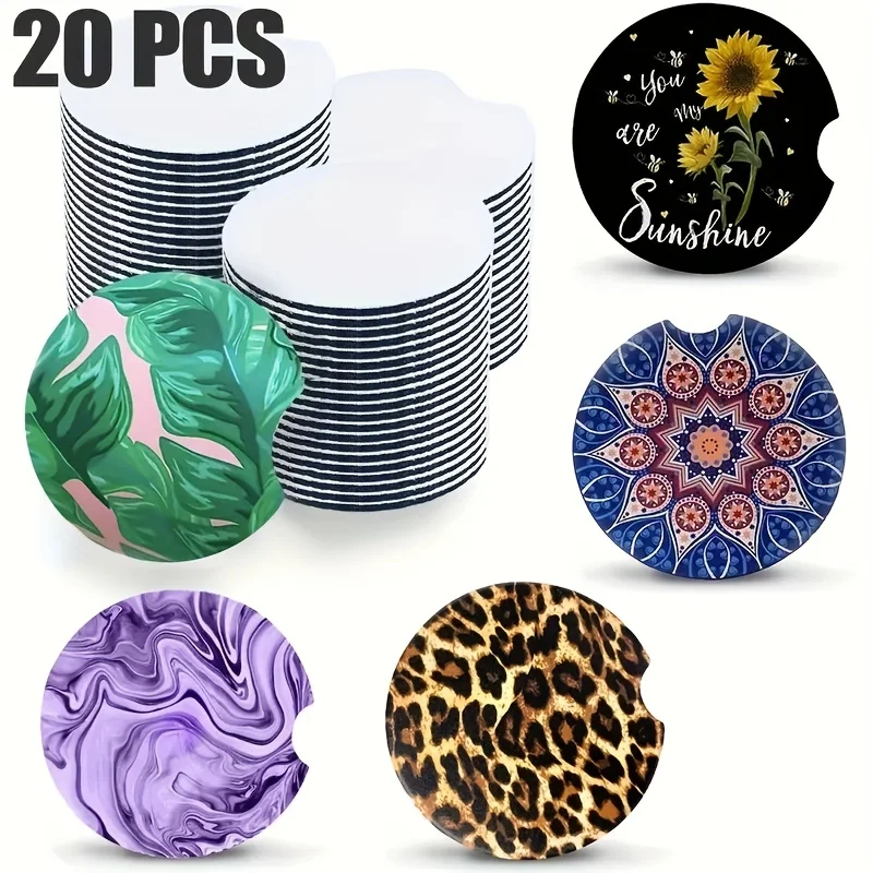 Coaster Sublimation Blank - 20pcs Sublimated Blank Car Coasters, 2.75in