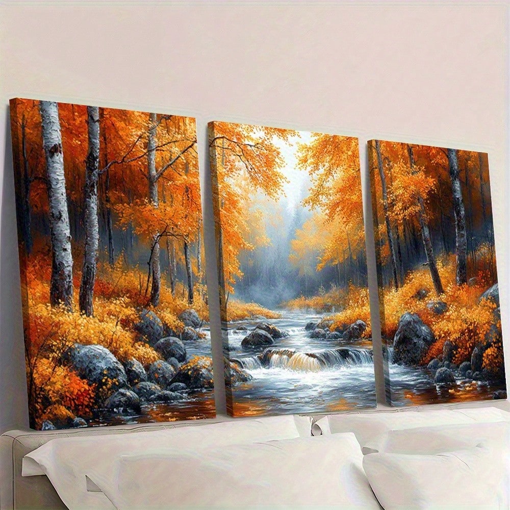 Canvas Wrap Ready - 2D Flat, 3pcs Set Vibrant Autumn
