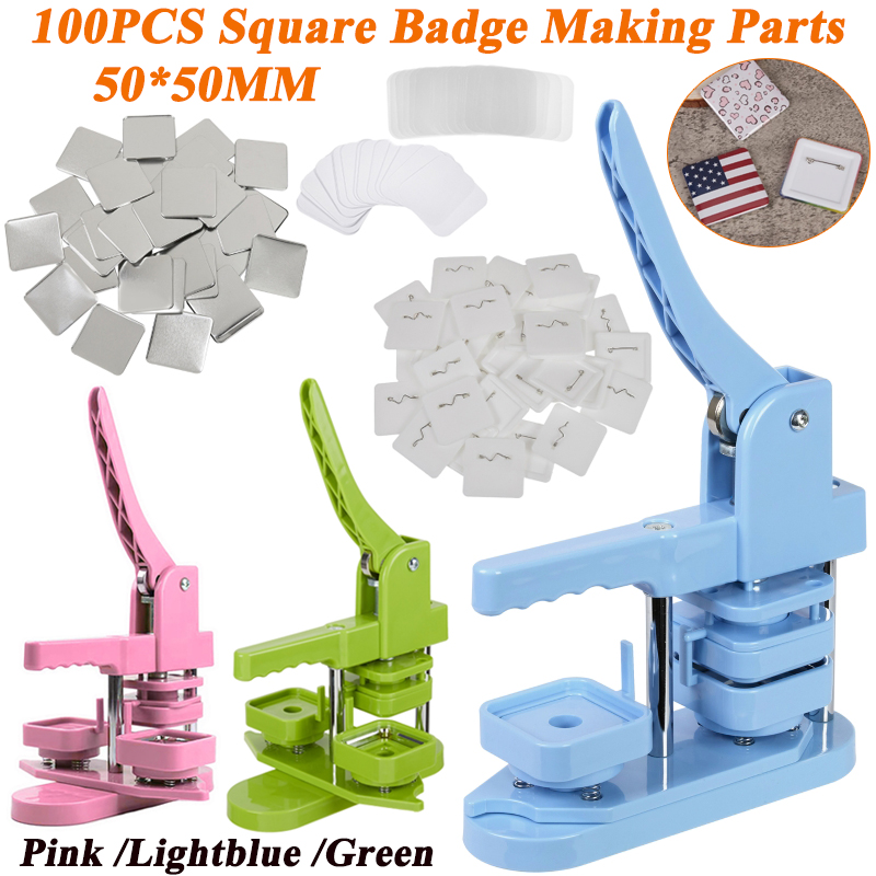 Button Badge Blank - DIY 50mm Square Badge Machine W/100pcs