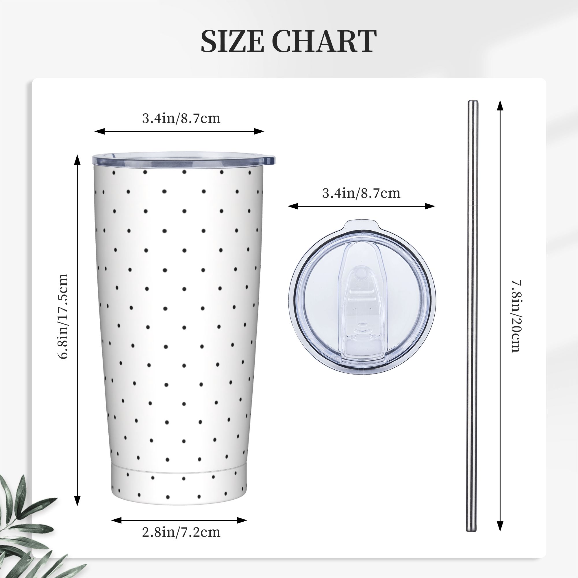 Black & White Polka Dot Patter - огляд і ціна Tumbler 20Oz White