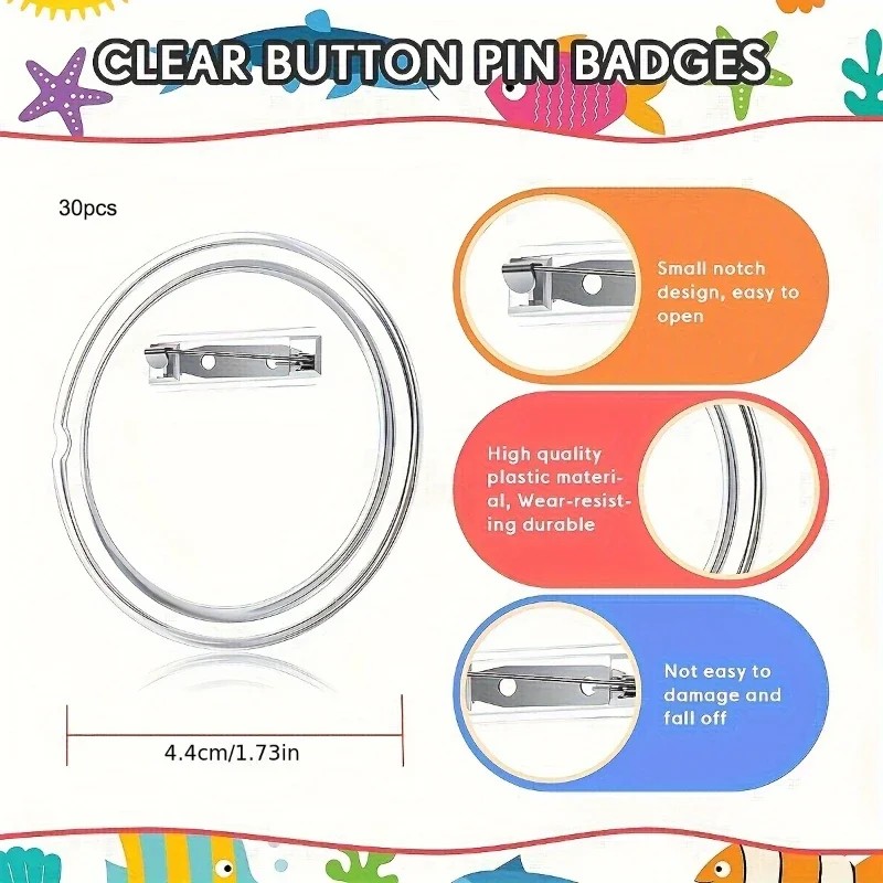 30pcs acrylic blank badge pin  - огляд і ціна Button Badge Blank