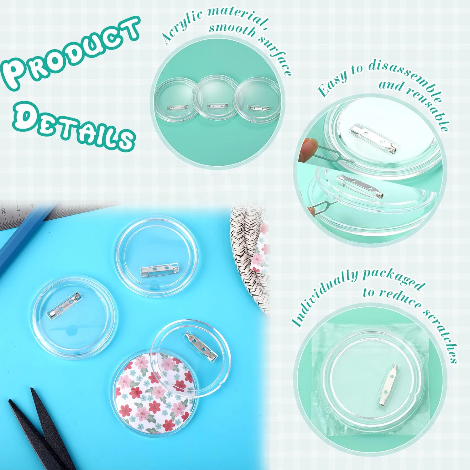 5-20PCS Buttons Blanks with Pi - огляд і ціна Button Badge Blank