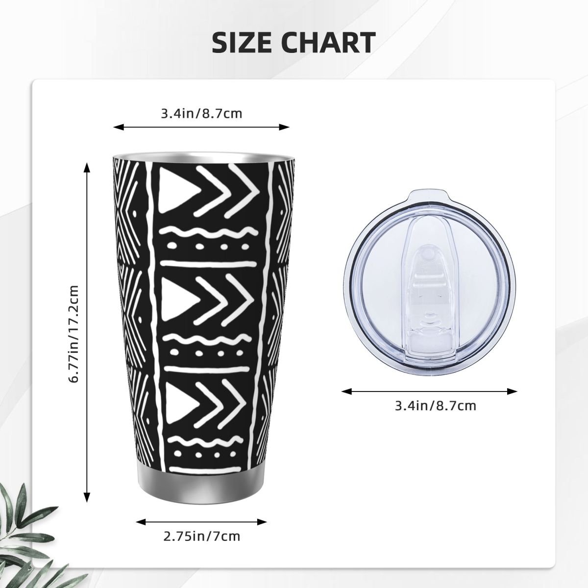 Black And White African Bogola - огляд і ціна Tumbler 20Oz White