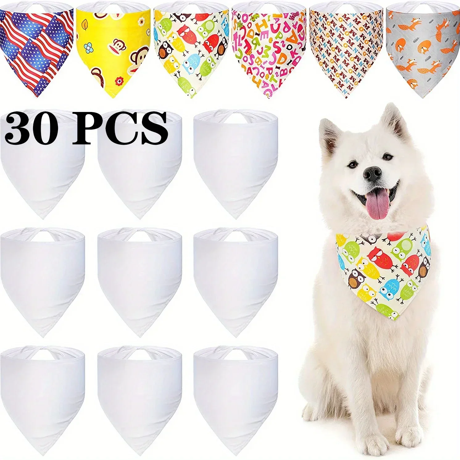 30pcs White Polyester Blank Do - огляд і ціна Bandana Blank White