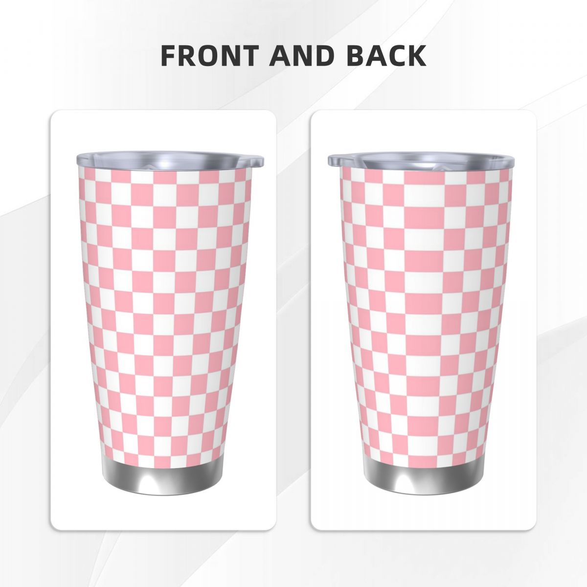 Pink White Checkerboard Patter - огляд і ціна Tumbler 20Oz White