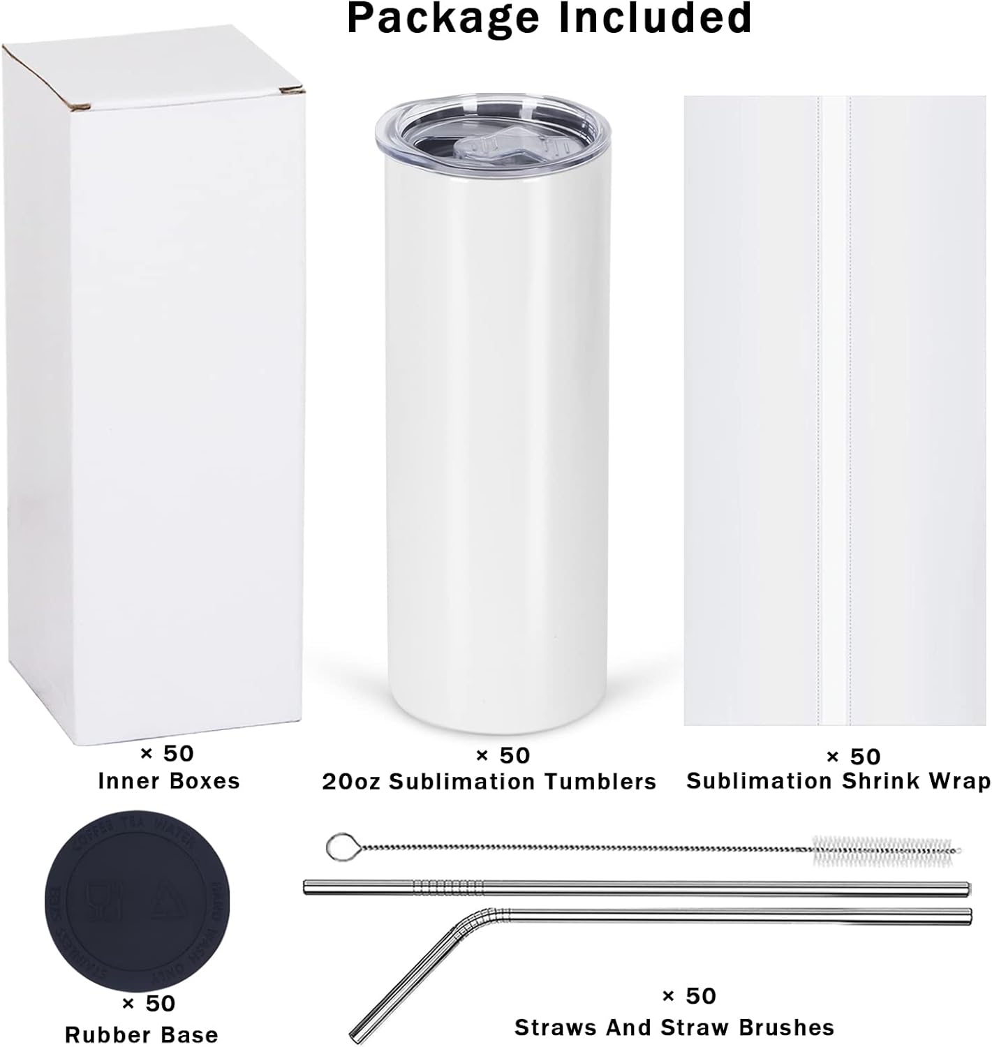 50 Pack Sublimation Tumblers B - огляд і ціна Tumbler 20Oz White