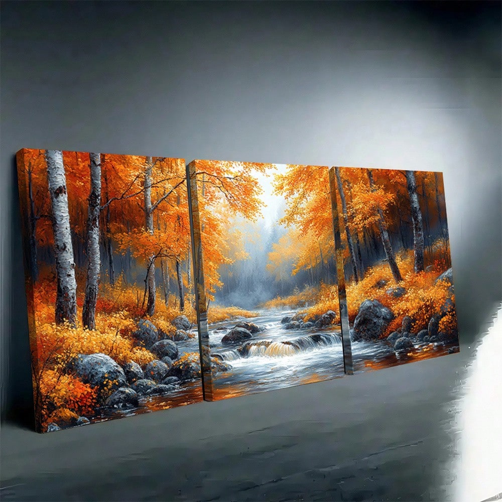 2D Flat, 3pcs Set Vibrant Autu - огляд і ціна Canvas Wrap Ready