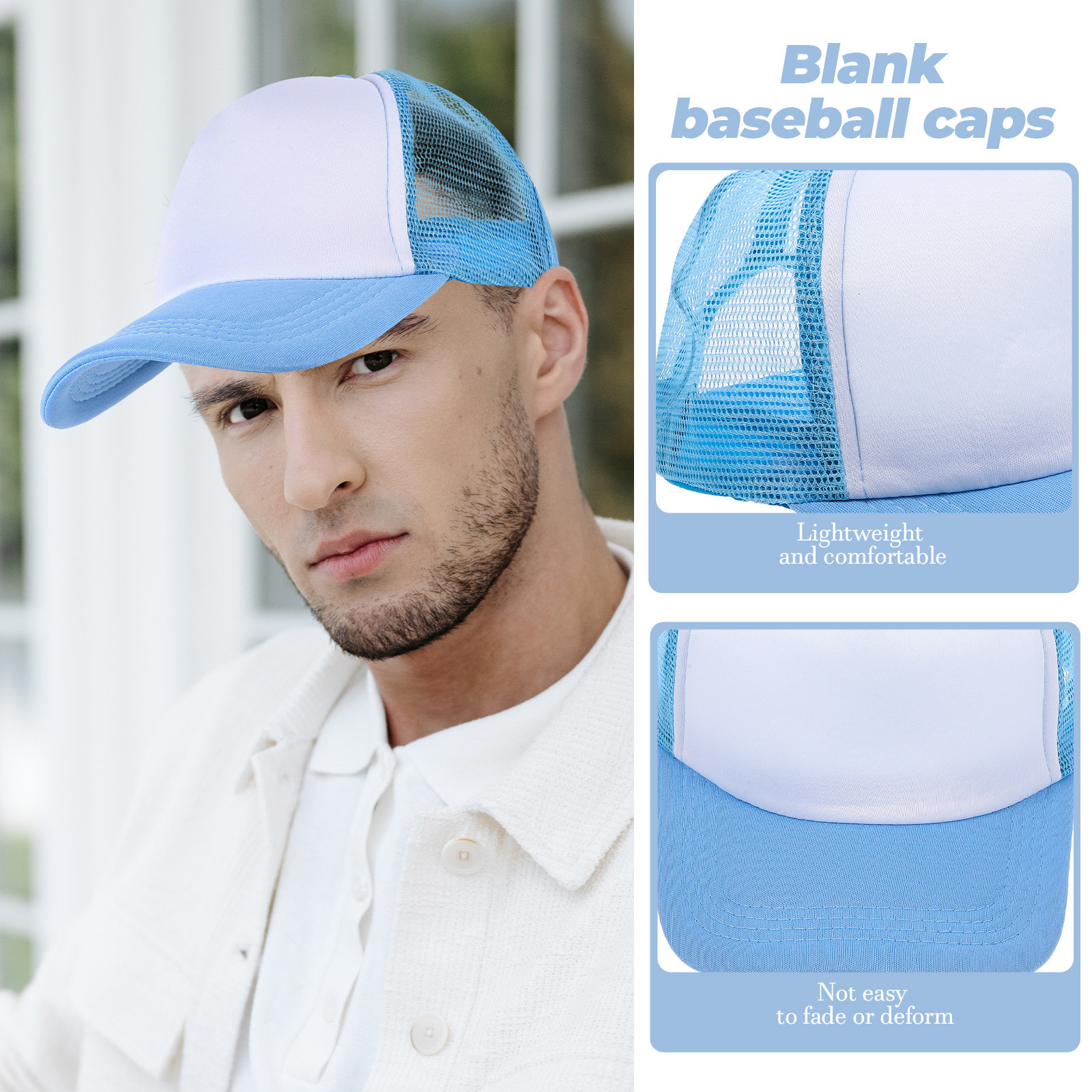 10Pcs Blank Mesh Baseball Caps - огляд і ціна Hat Sublimation Blank
