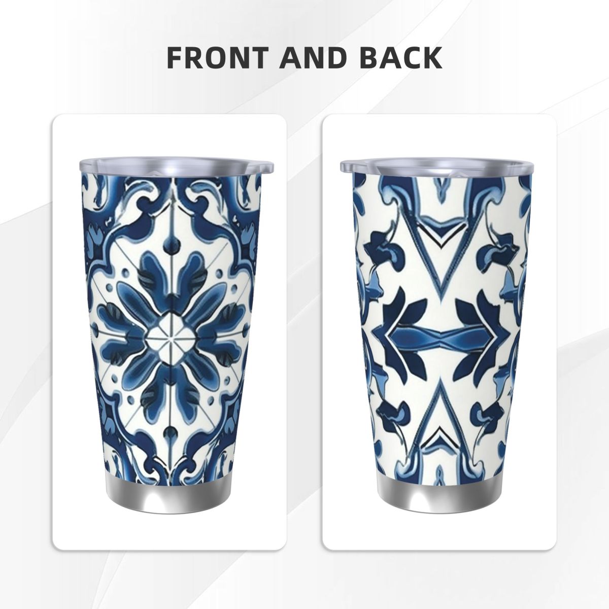 Blue And White Majolica Patter - огляд і ціна Tumbler 20Oz White